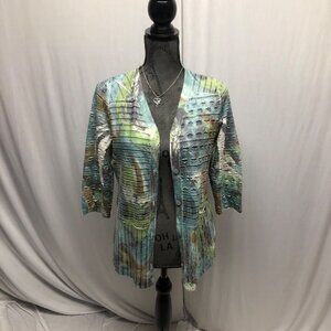 Cubism Los Angeles Cardigan Womens Large Lightweight Lagenlook Burnout Artsy